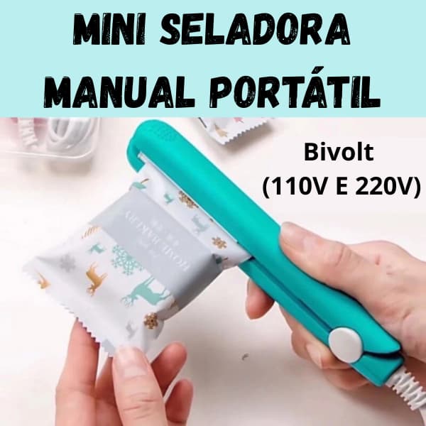 Mini seladora portátil manual estilo chapinha, para selar geladinhos e outras embalagens de alimentos bivolt 110 e 220v