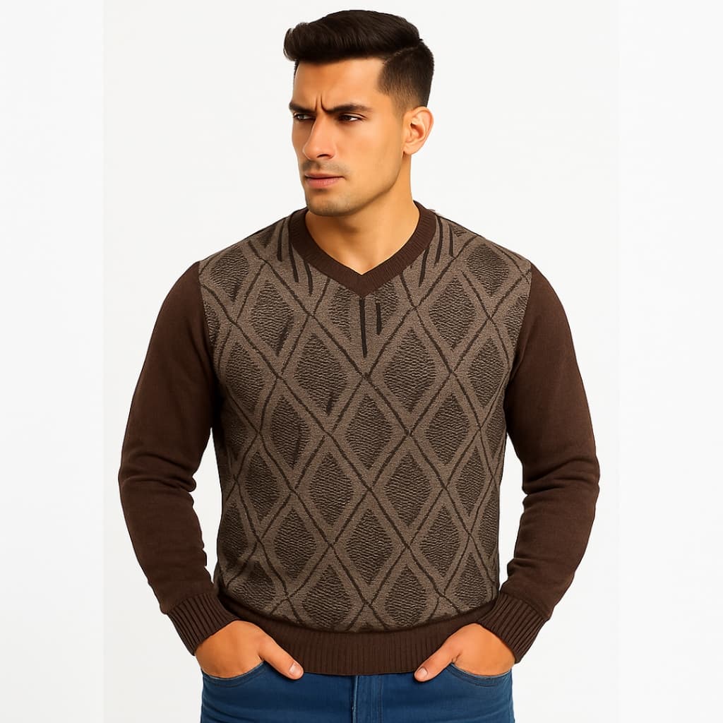 Suéter Tricot Masculino Liso Básico Casaco Blusa de Frio Gola Redonda Sem Estampa em Lã