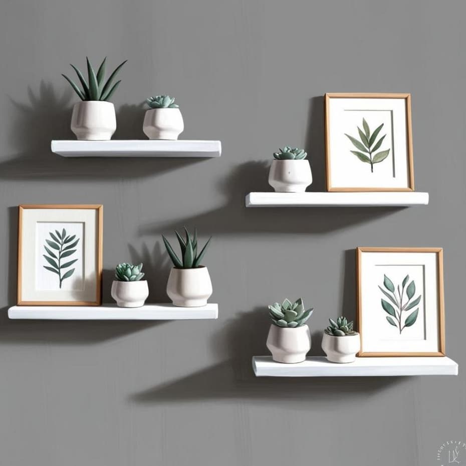 KIT 4 Prateleiras+ KIT Instalação 30x10  MDF Nichos Decoração Banheiro Quarto