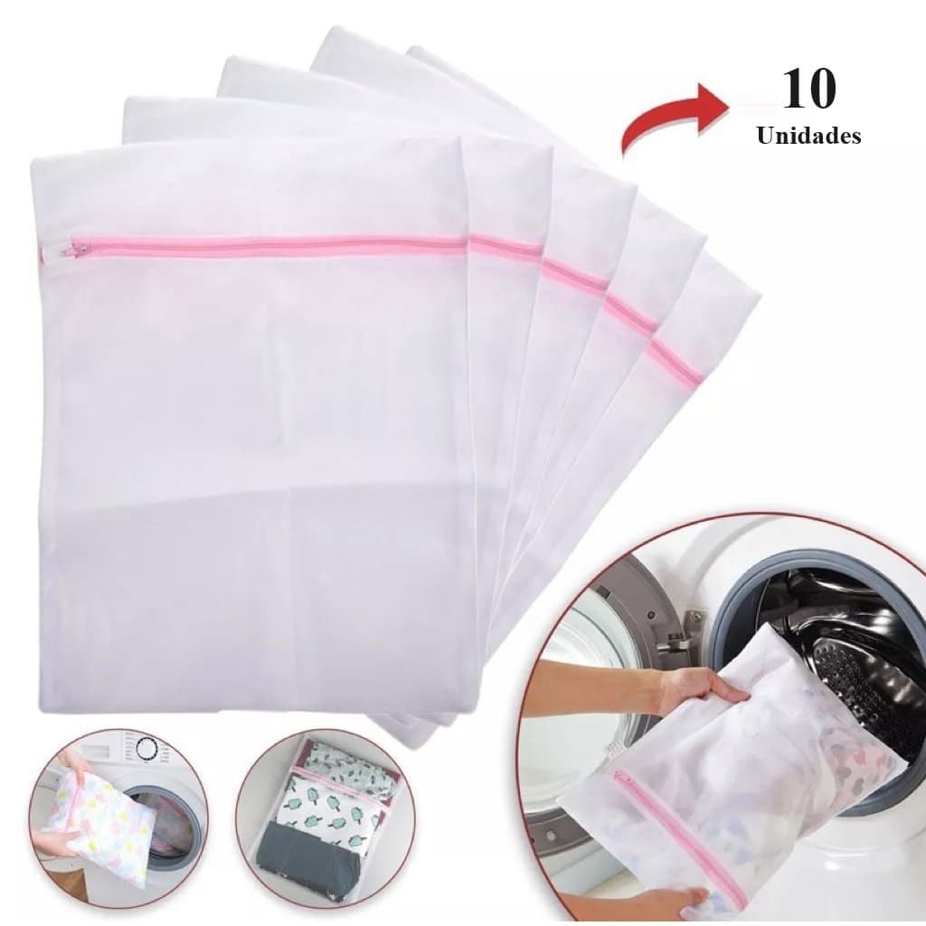 Kit Sacos Protetores para Lavar Roupas Rede Lavanderia 35x45cm Cuida Lingerie e Evita Bolinhas