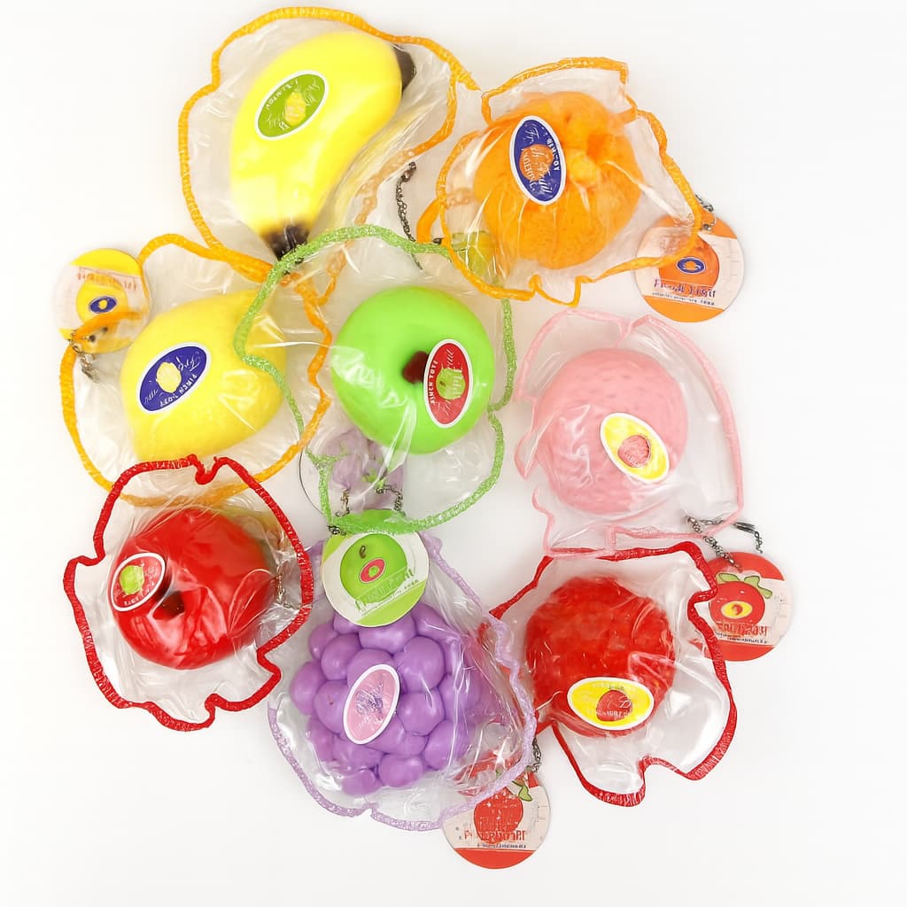 quishy Anti-Stress Frutas de Aperto –Morango, Uva, Maçã e Banana | Relaxamento Alívio de Estresse