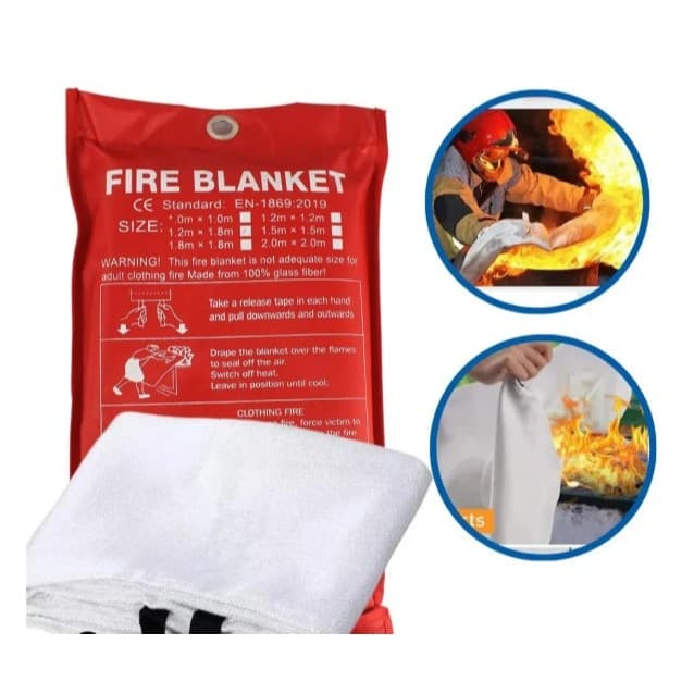 Manta Anti Chama Fire Blanket Deckas 1,00x1,00m em Fibra de Vidro – Resistência 550°C com Certificação EN 1869