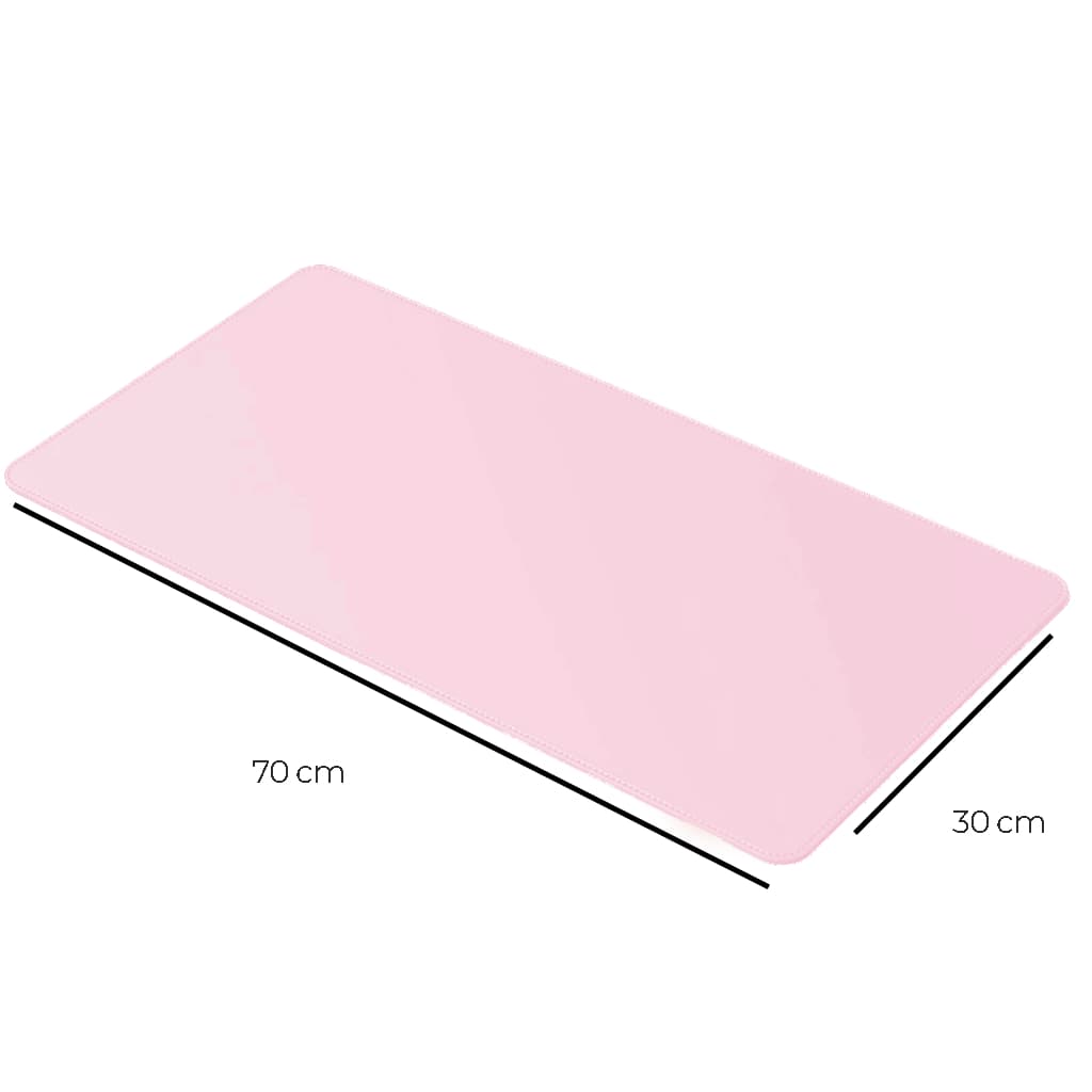 Desk Pad Grande Couro Sintético Rosa Clarinho Feltro Costurado Básico
