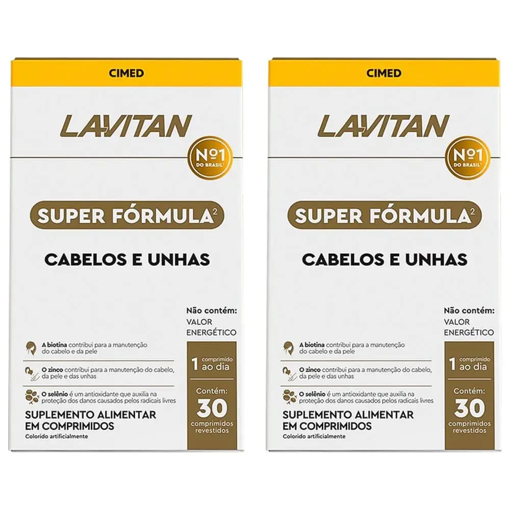Kit 02 Lavitan Cabelos e Unhas Hair Super Fórmula 30cpr Original