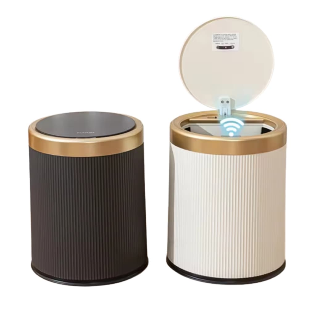 Lixeira Lixo Banheiro Lavabo Cozinha Sensor Inteligente Automático Por Aproximação 10 Litros Premium Preto Branco