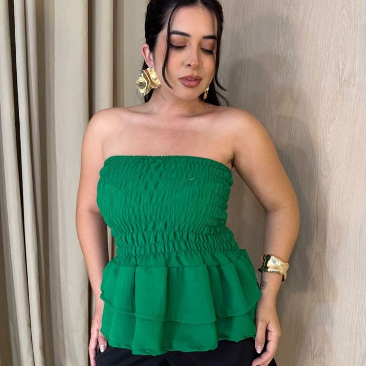 Blusa tomara que  caia ESTILOSA  elastex   com babado no duna qualidade premium acabamento perfeito verão ELEGANTE