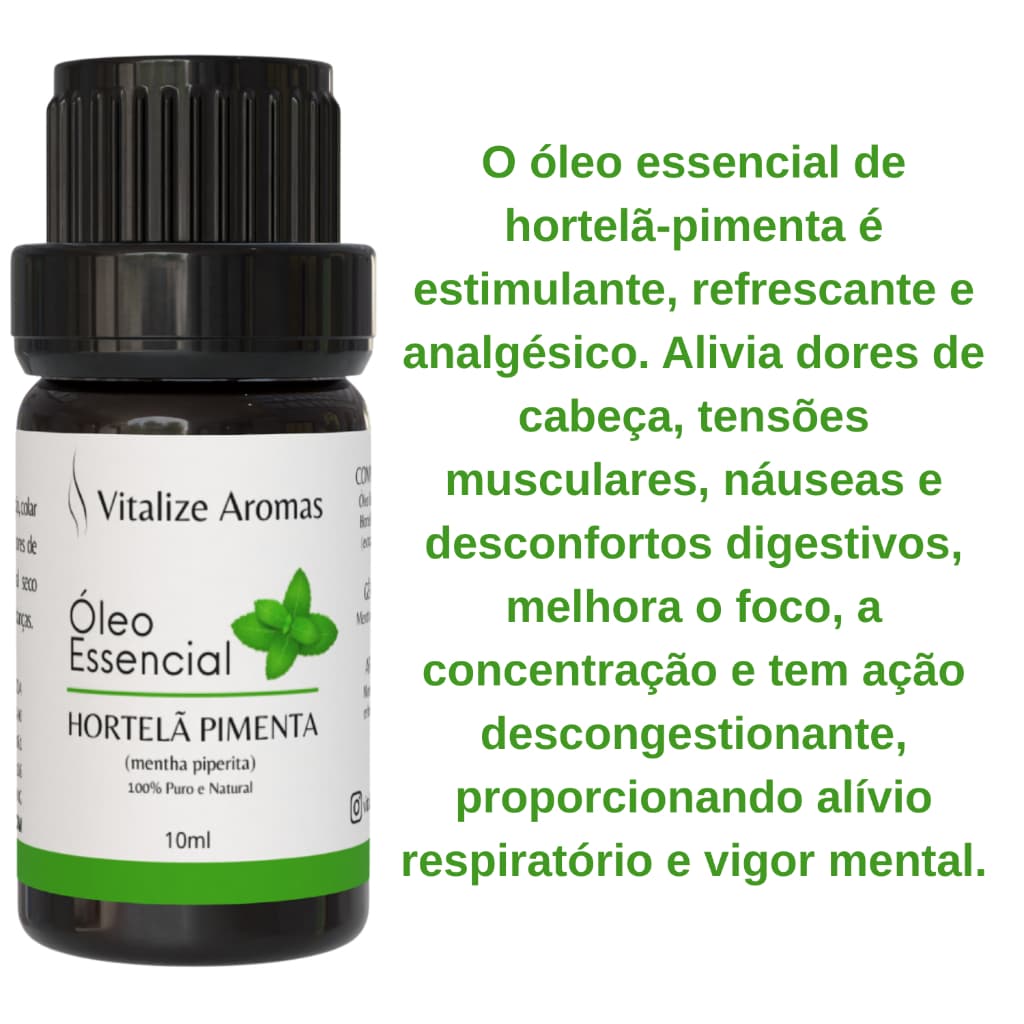 Óleo Essencial Hortelã-Pimenta Menta Piperita 10ml 100% Puro e Natural