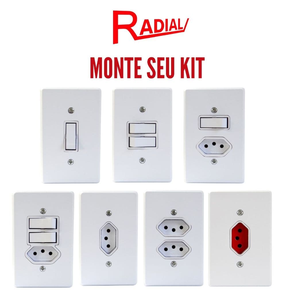 Radial Tomada Interruptor Embutir 4x2 10A/20A Tomadas Simples 10a/20a Tomada + Apagador - Linha GELO