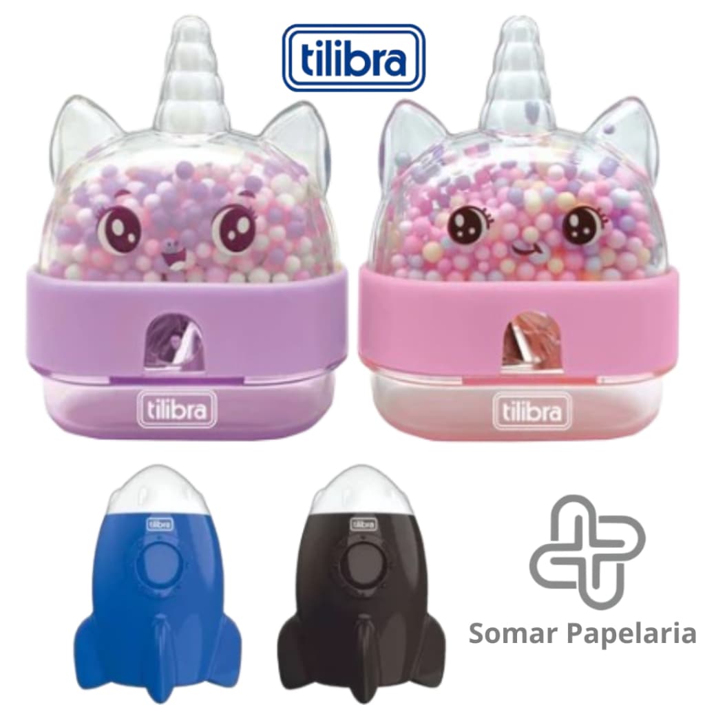 Apontador com Depósito Unicórnio Foguete - Tilibra