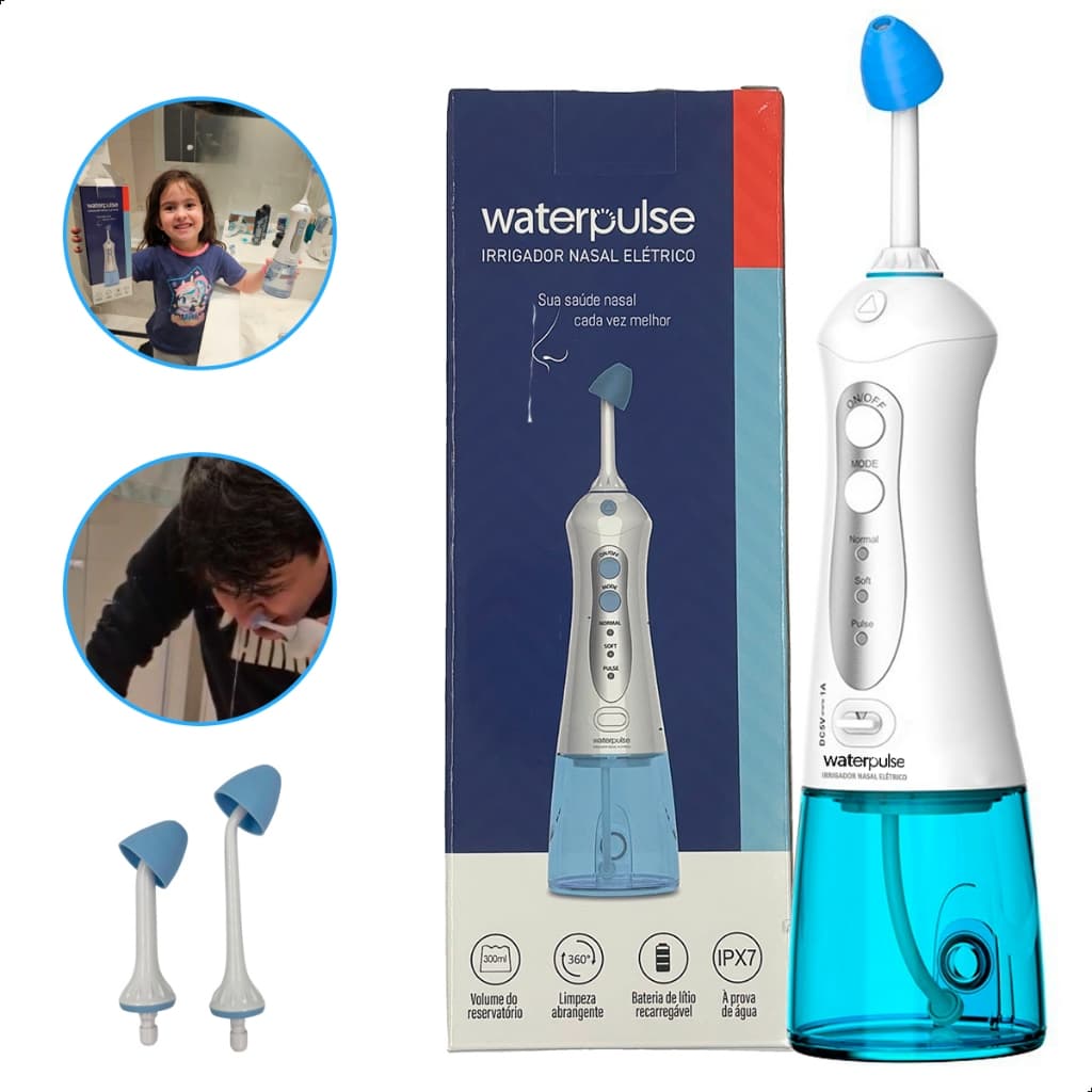 Higienizador Nasal Elétrico Waterpulse Lavador De Nariz Limpador 300ml Lavagem Adulto Infantil