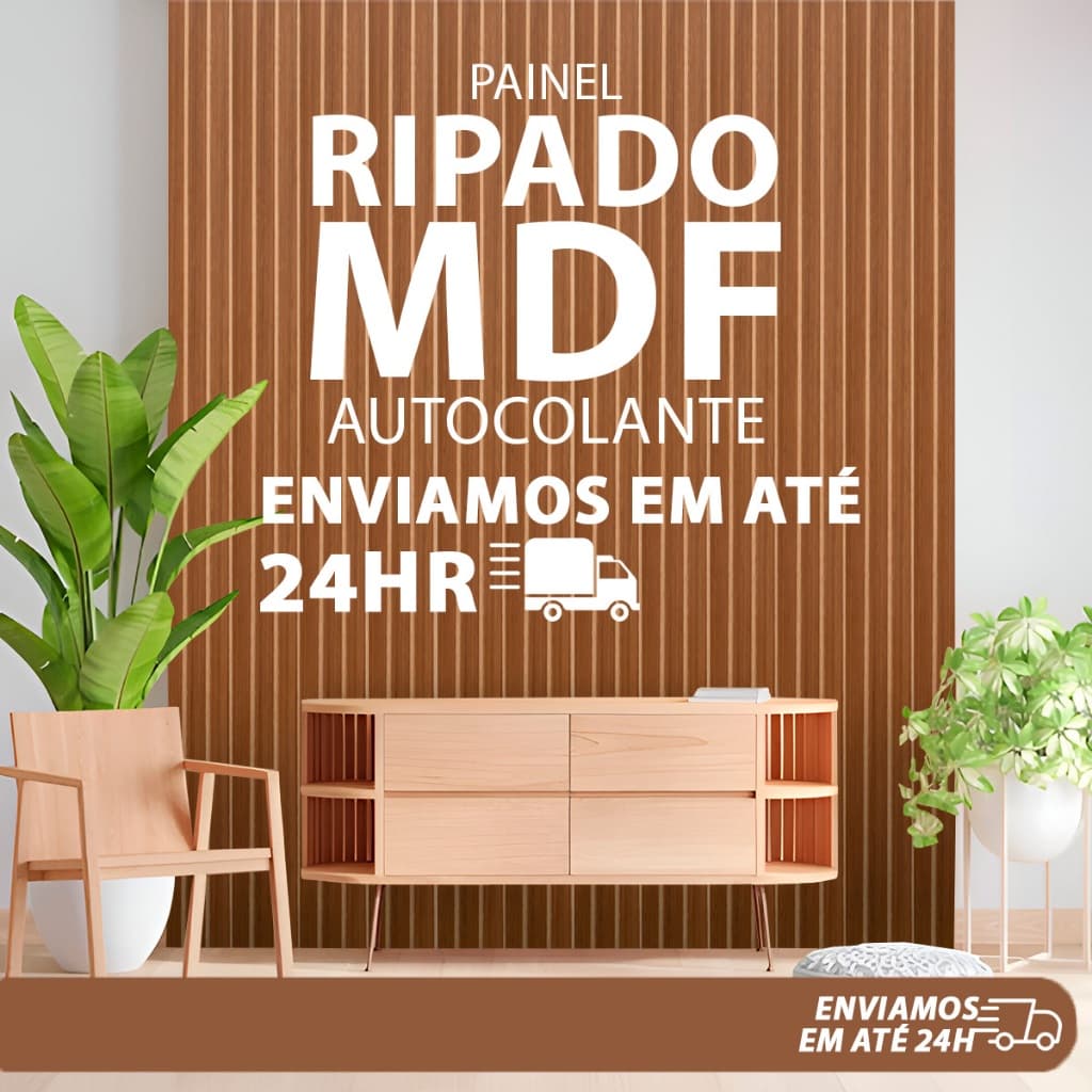 KIT 50 PLACAS Painel Ripado MDF Autocolante Madeira 45x11cm Revestimento MDF de Parede - ENVIO FULL