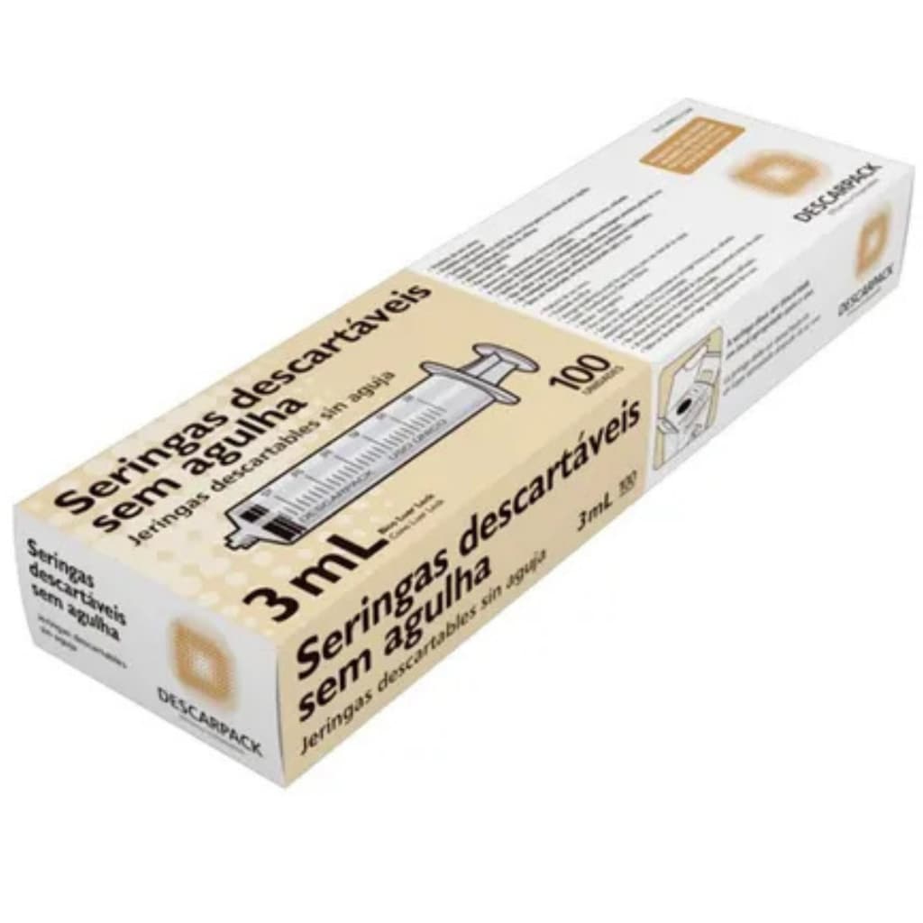 Seringa 3ml Descartável Bico Luer Lock Anvisa - Cx 100un