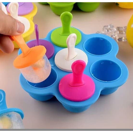 forminha para Picolés infantil  com 7   Com Palitos Coloridospara Peitolé Picolé de Leite Materno Bebê Gengiva DenTE