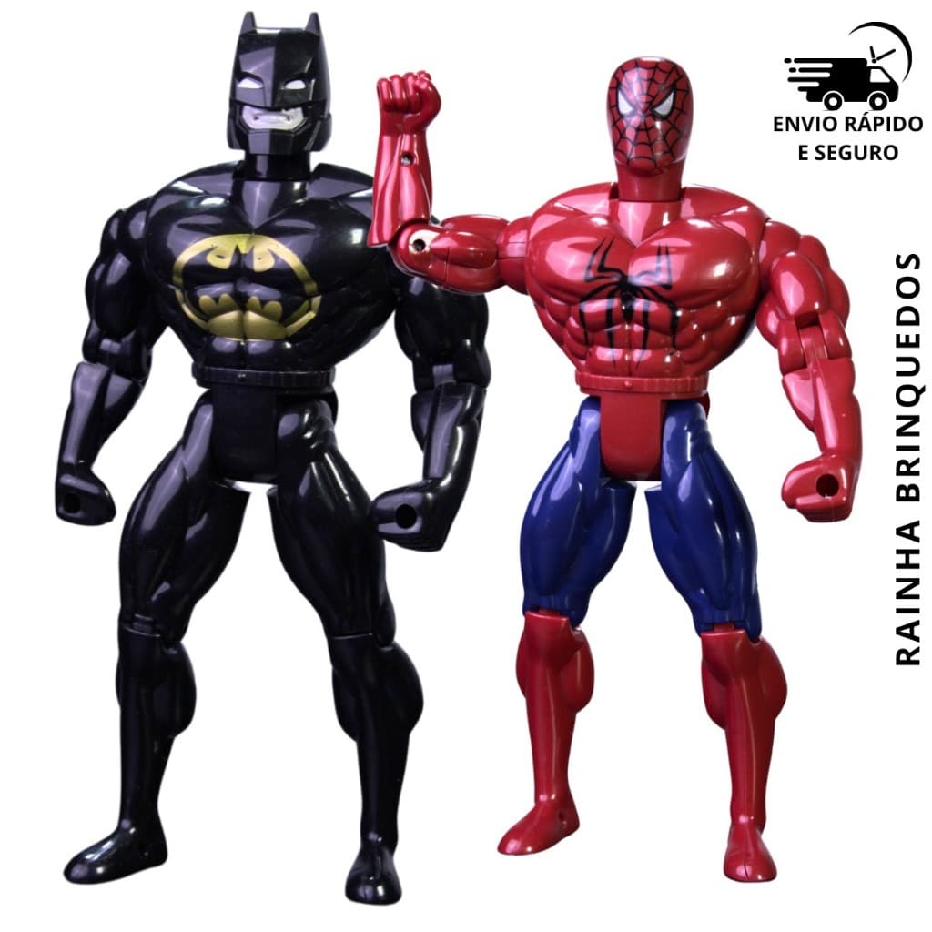Kit 2 Bonecos Personagens Super Herói Brinquedo Articulável  30cm Infantil Presente Para Meninos