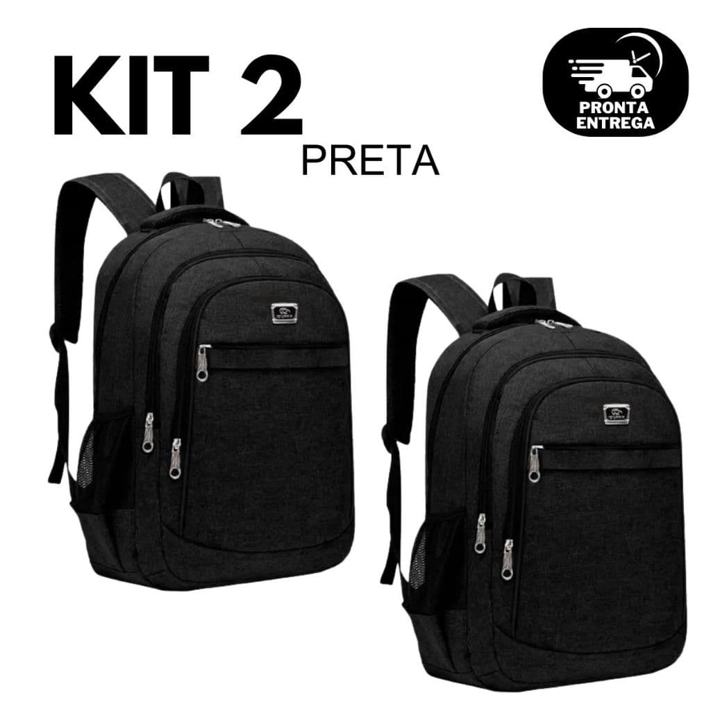 Kit 2 Mochilas Maculina Feminina Reforçada Multifuncional Compartimento Para Notebook