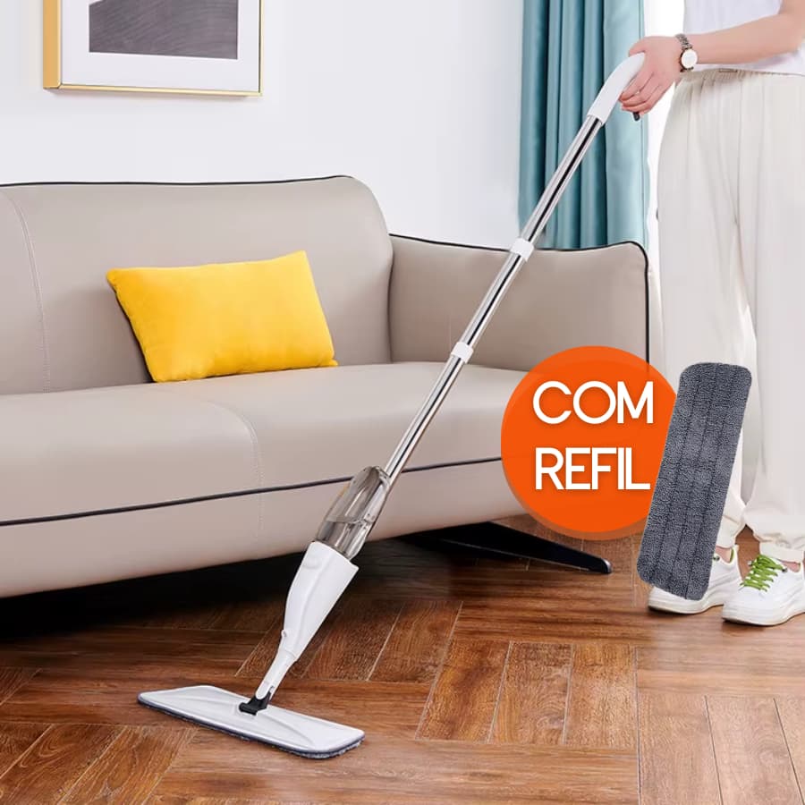 Mop Spray Rodo Inteligente com Reservatório Vassoura com Pano Microfibra Borrifa Limpa e Seca