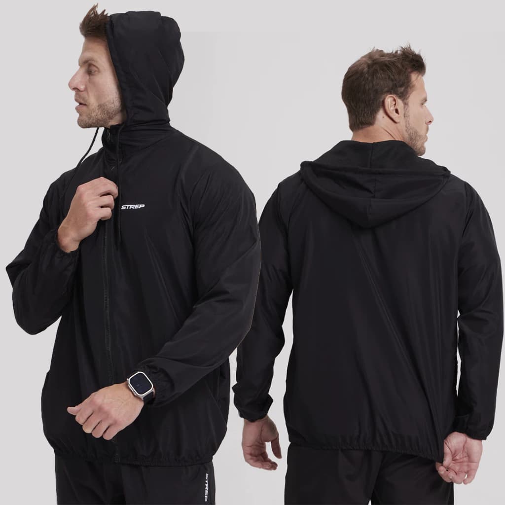 Corta Vento Masculina Impermeável Semi Forrada Preto Strep Fitness Corrida