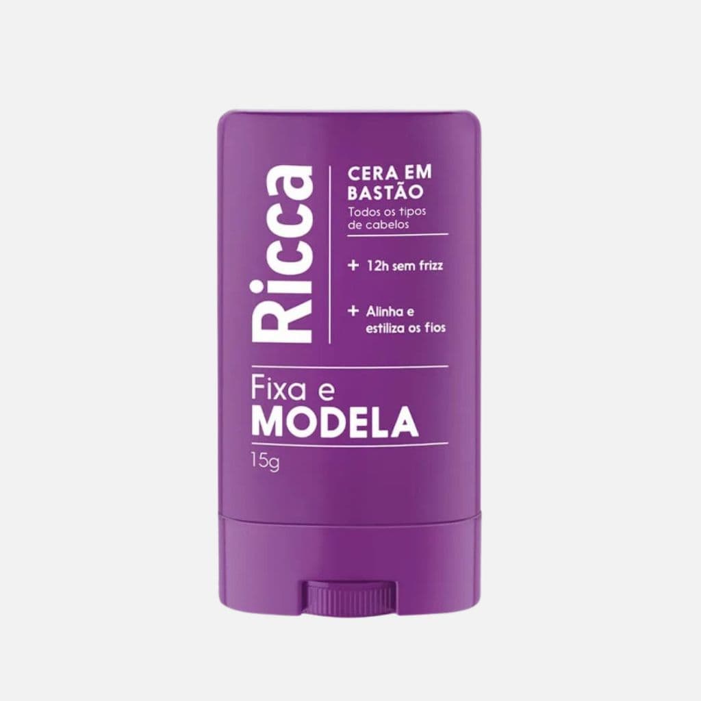 Cera em Bastão Ricca para Baby Hair Controle de Frizz 12h Acabamento Impecável Uso Diário 15g