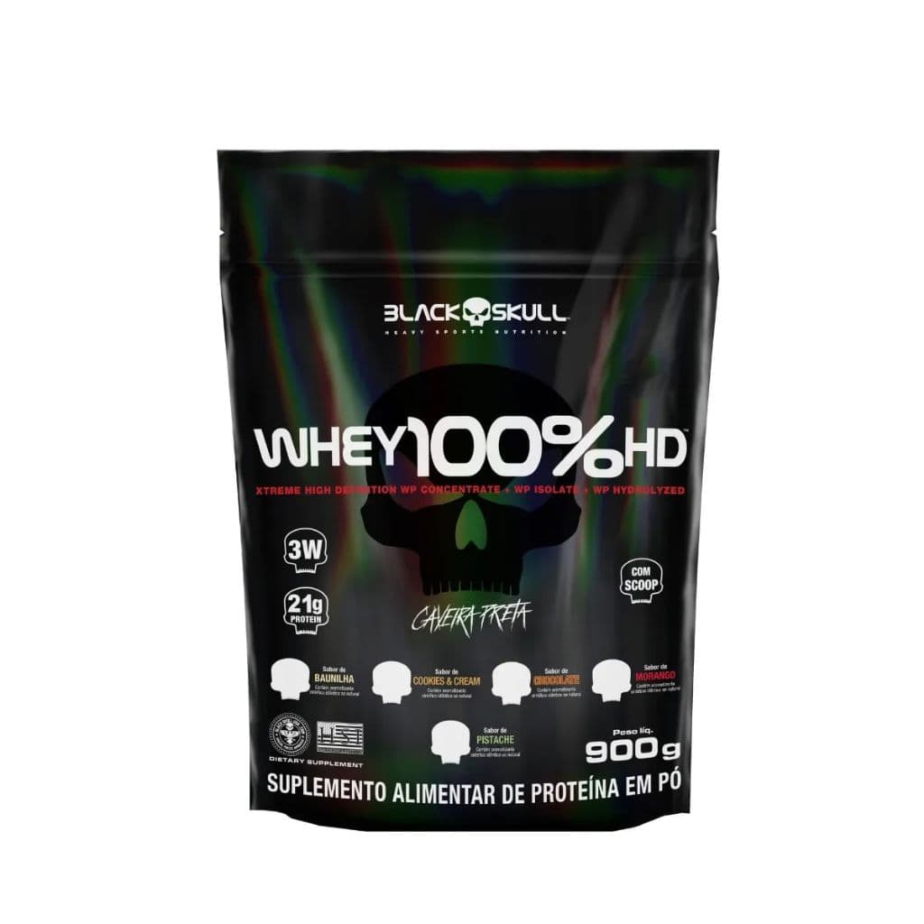 Whey 100% Hd Refil 900g Black Skull