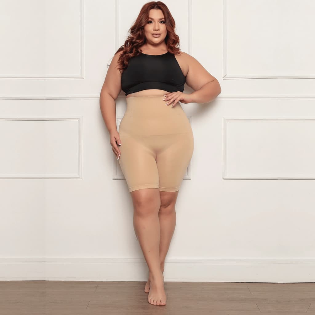 Short Cinta Modeladora 4 Barbatanas Aço -Alta Compressão Reduz Medidas -Não Enrola - Empina Bumbum