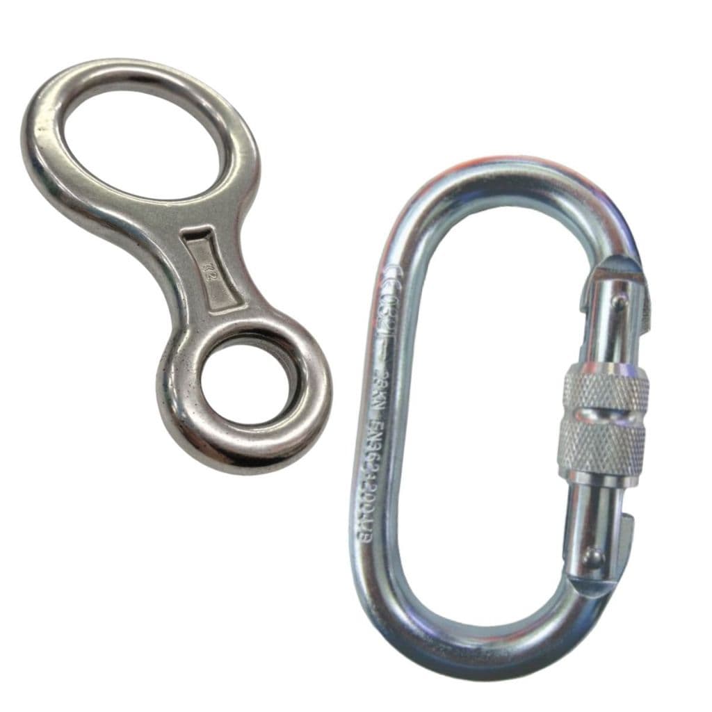 Kit K2 Freio 8 Aço 100kn E 1pç Moquestão 23kn Rapel Escalada