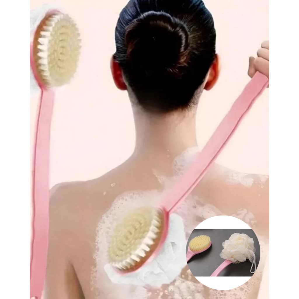 Escova 2 em 1 para Banho  Esfrega e Massageia com Cabo Longo