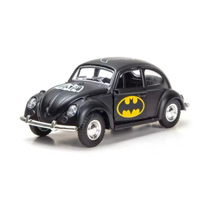 carrinho miniatura fusca Batman preto fosco metal escala 1:32 com fricção