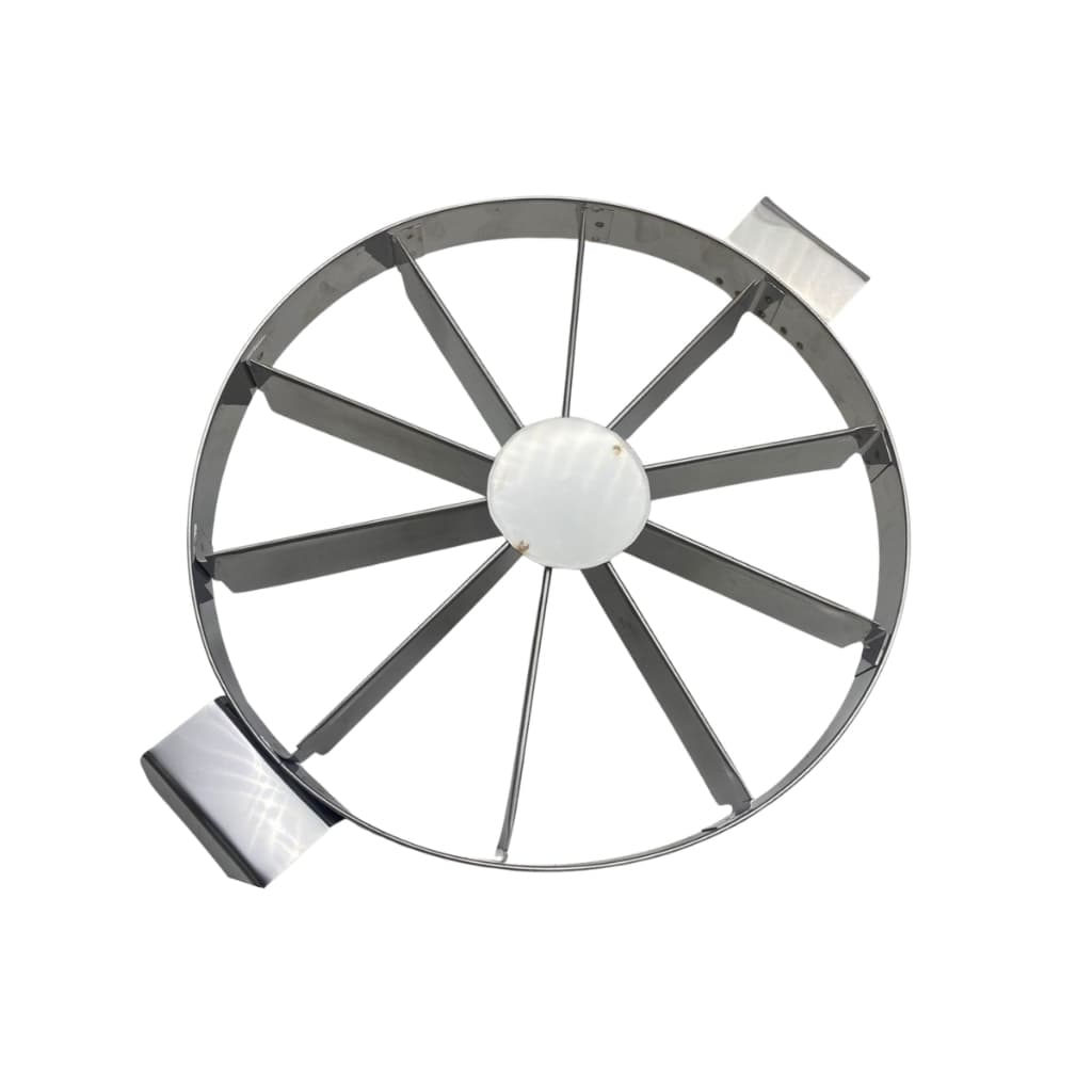 marcador e fatiador de bolo, torta e pizza  em aço inox 25cm com 10 fatias