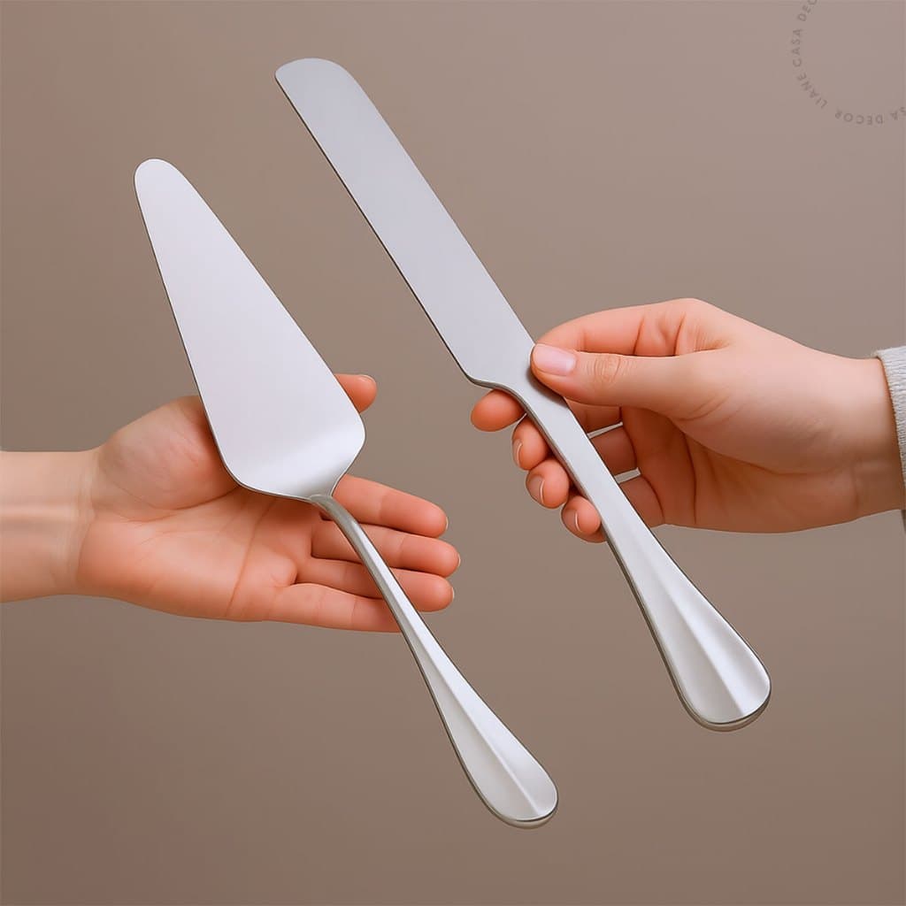 Conjunto 2 Peças Para Bolo De Aço Inox Positano Sobremesa Espátula e Faca
