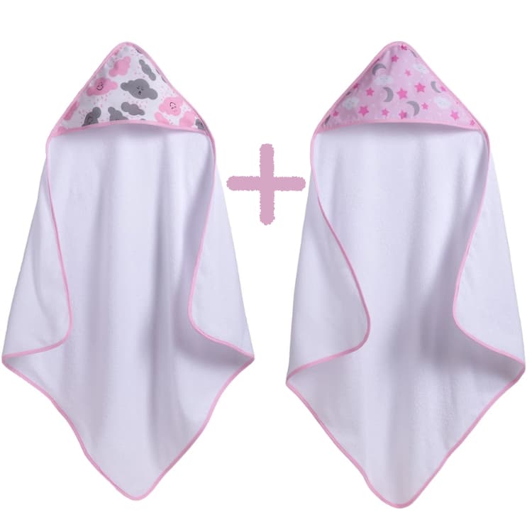 Duas (2) Toalhinhas para bebê com capuz forrado saída maternidade antialérgico