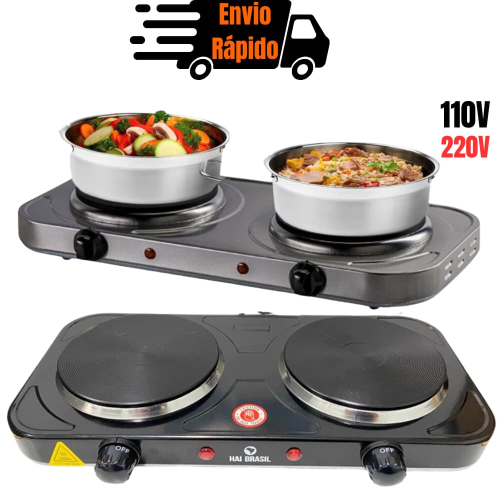 Fogão Elétrico Cooktop 2 bocas Indução Portátil 127v 220v Fogareiro Camping Linha Premium
