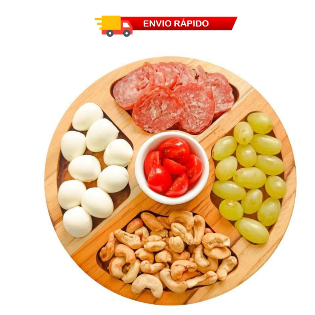 Petisqueira Gamela 29cm Tábua Para Petisco Multiuso Decorativa Mdf Estilo Bambu Redonda Oferta