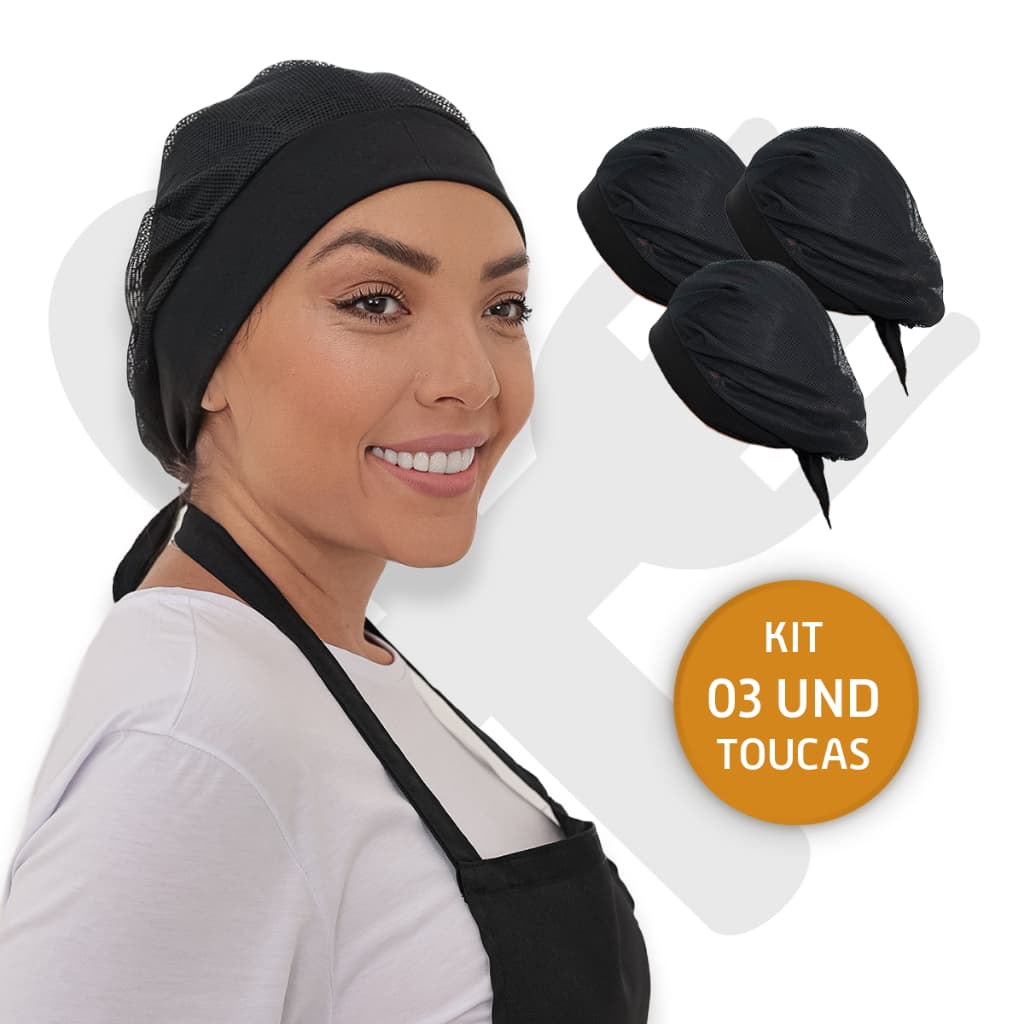 Kit Com 3 Touca Telinha Lavável Uniforme Cozinha Restaurante Padaria Pizzaria