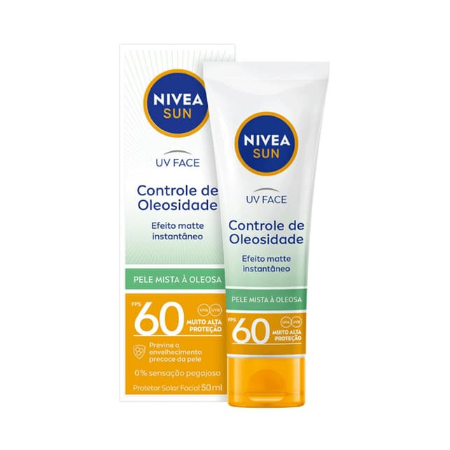Protetor Solar Facial Nivea FPS 60 Sun Beauty Expert Controle de Oleosidade 50ml
