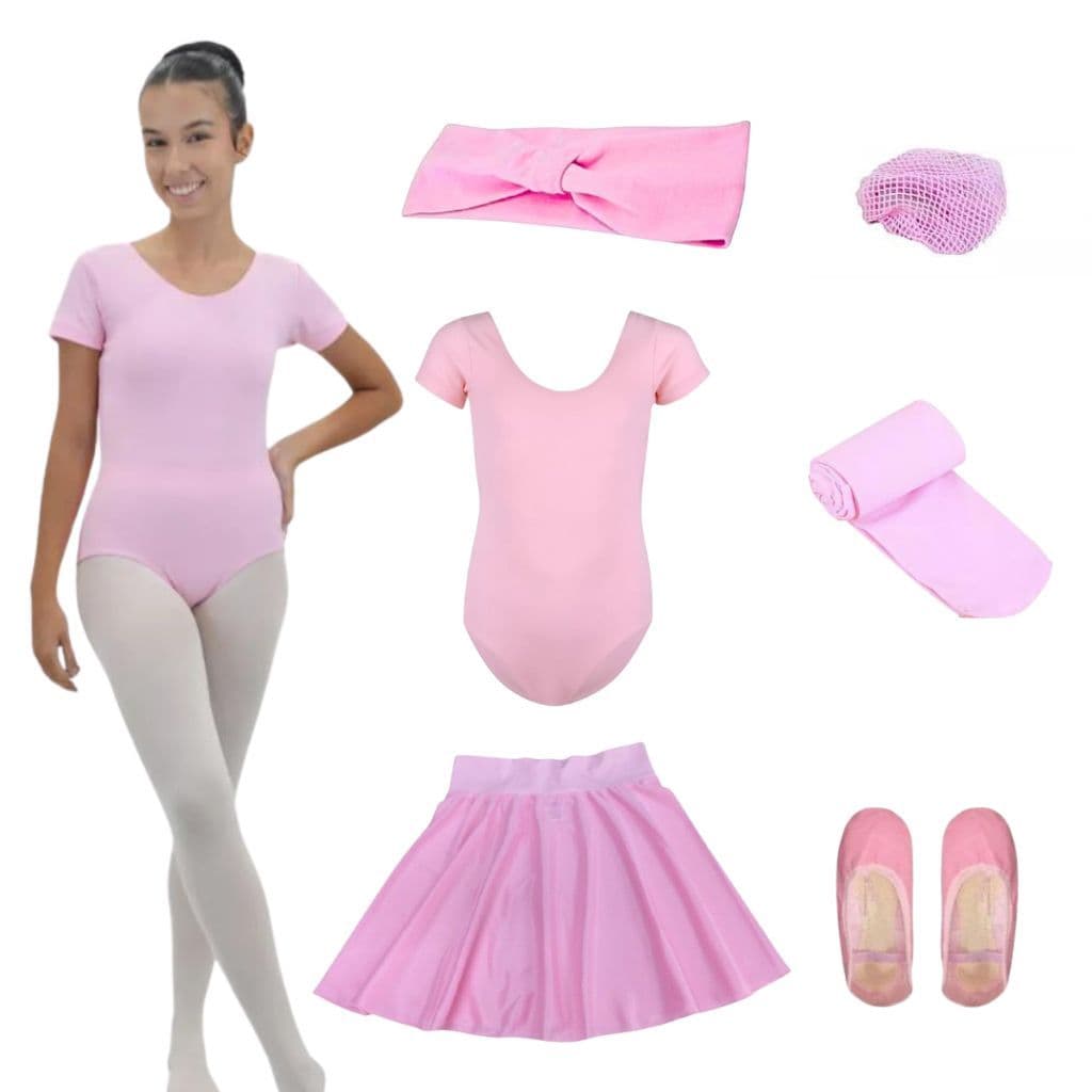 Uniforme Ballet Juvenil 6 Itens Rosa