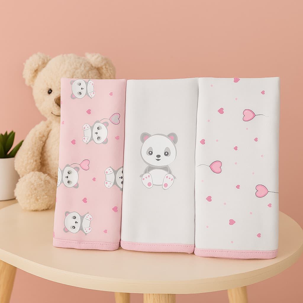 Pano Toalha De Boca Rosa Malha 100% Algodão Fio 30 C/3 Unidades