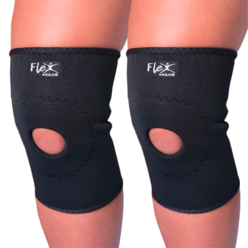 Par Joelheira Neoprene Compressão Reforçada Patela Aberta Pares Esportiva Treino Reforço