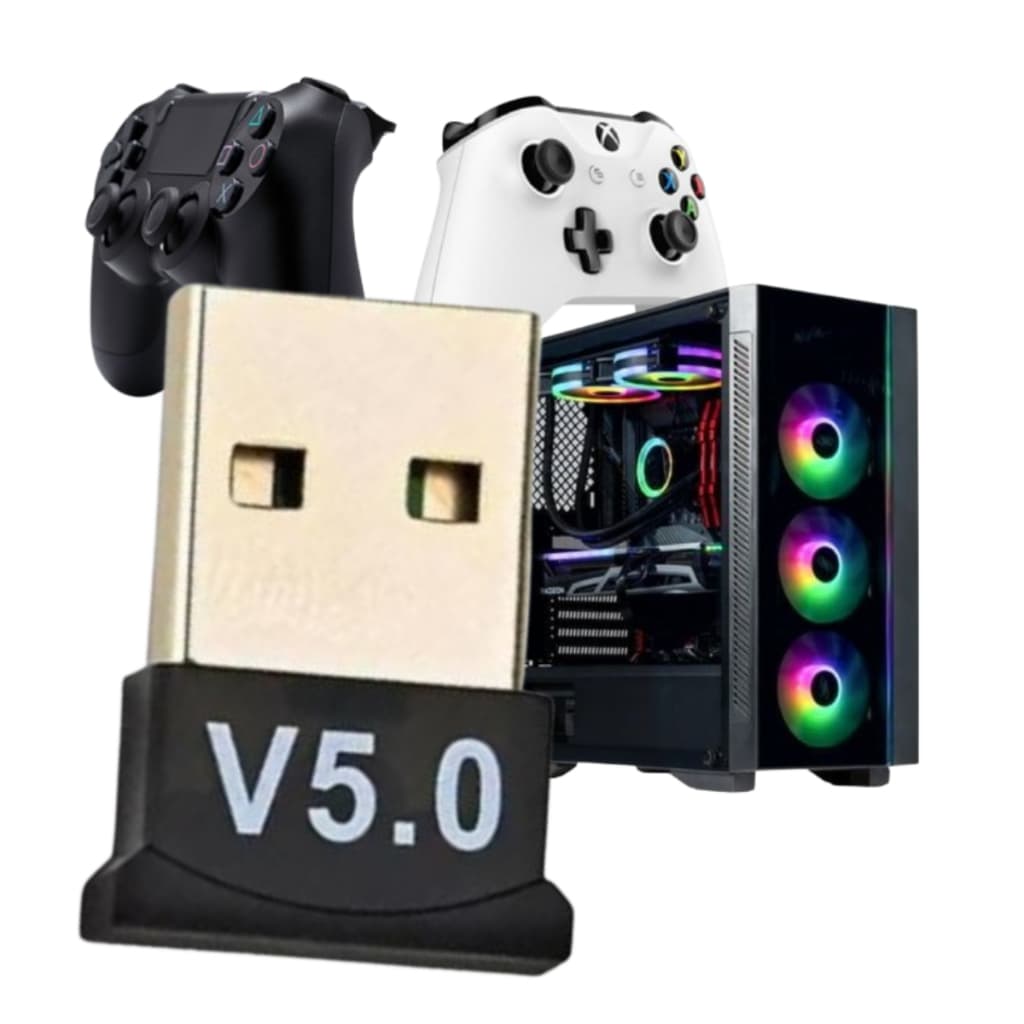Adaptador Bluetooth 5.0 USB Pc Notebook Conecta Controle PS4 PS5 Fone Sem Fio Plug And Play