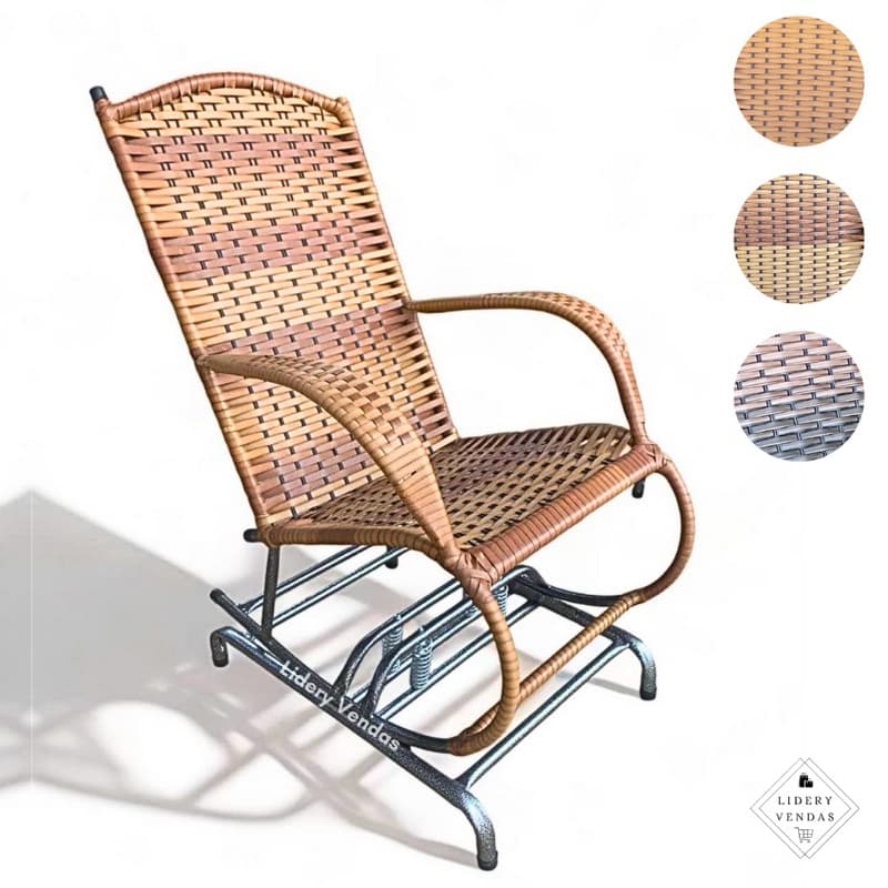 Cadeira de Balanço Para Área externa Varanda Luxo com Mola de Fibra Sintética Resistente de 2 ou 4 Molas poltrona