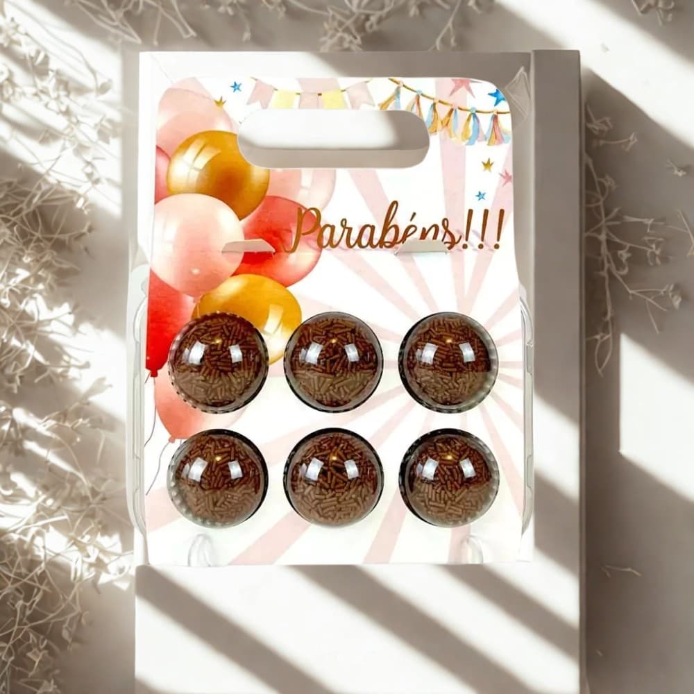 10 Embalagens BRIGPACK para 6 brigadeiros - Bexigas