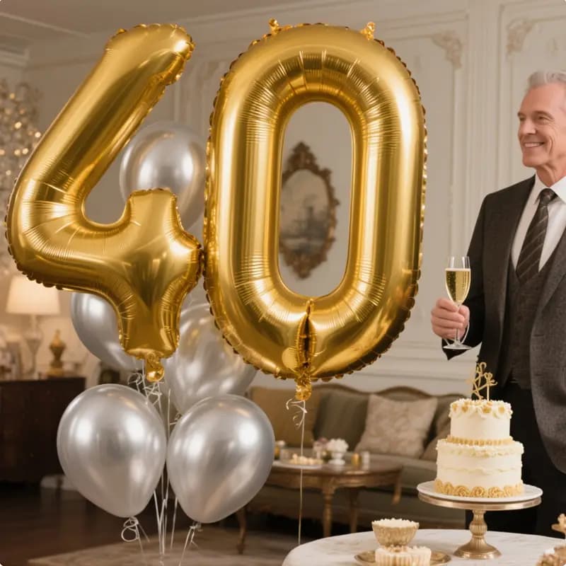 Kit 2 - Balão 32 Pol Metalizado Número 70 CM Balões Bexiga Aniversário Festas Decorações Dourado