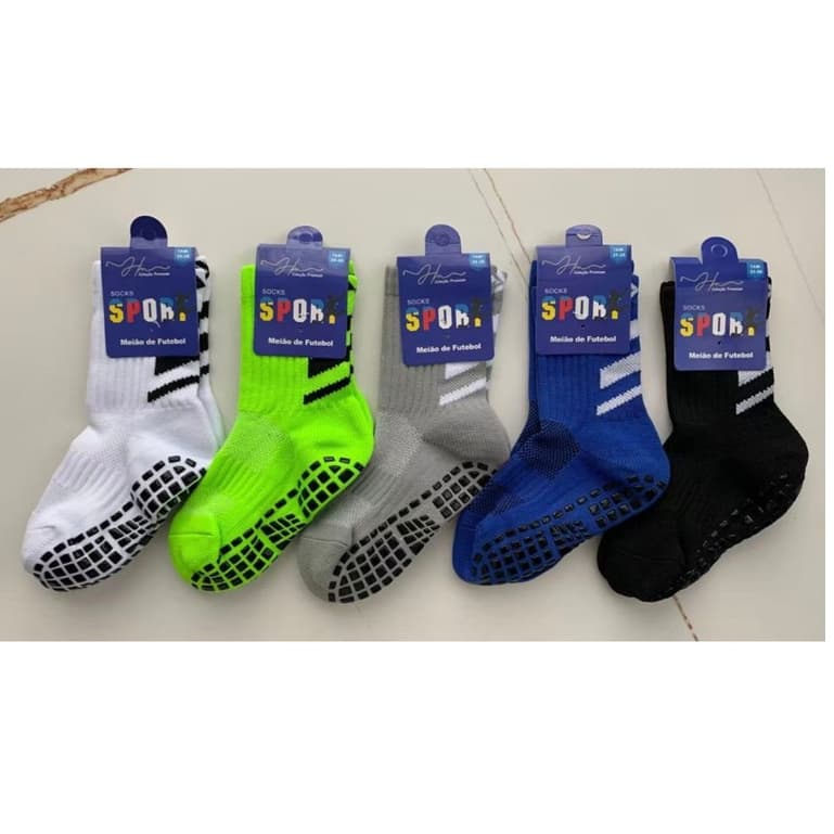 Kit 2,3 ,5 Pares Meião de Futebol Esportiva Infantil Juvenil Antiderrapante Alta Qualidade MANDA CORES ALEATORIO
