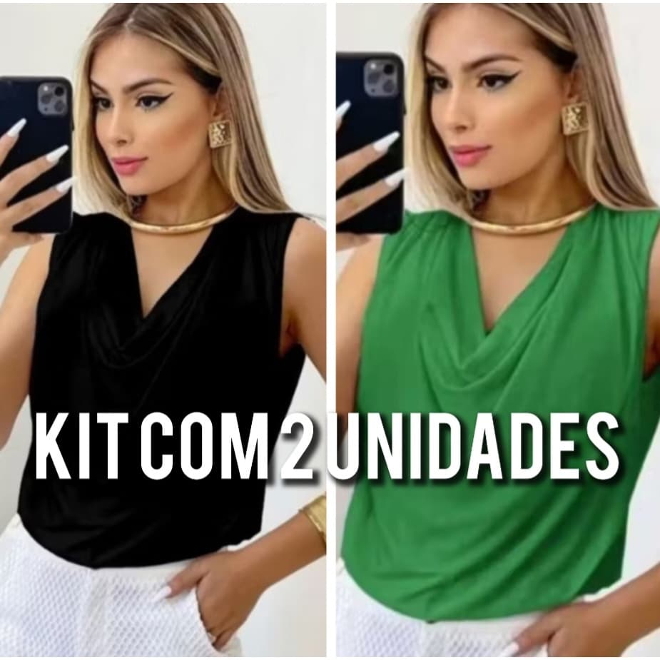 Kit com 2 Blusa Regata Gola Boba