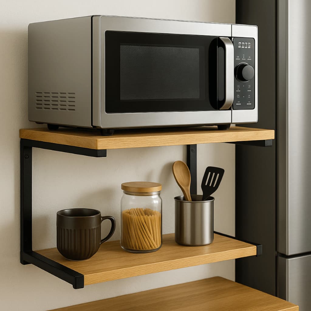 Suporte Microondas impressora Forno Air Frier Prateleira de Parede Nicho Multiuso 40cm até 120cm