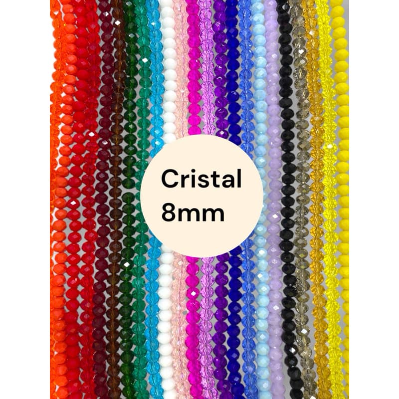 5 Fios de Cristal Achatado Chinês 8mm - Cores Diversas