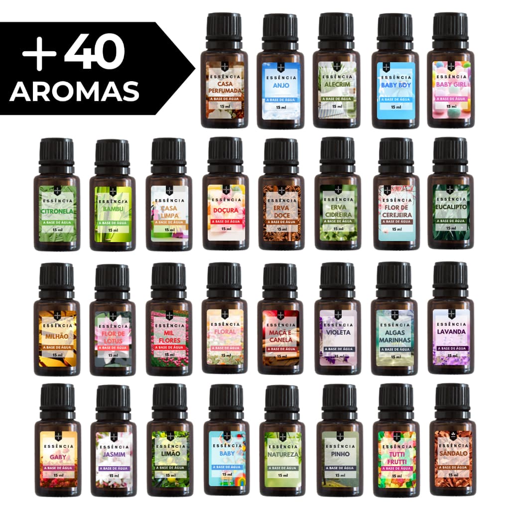 Essência Hidrossolúvel 15ml Kit Aromaterapia Para  Difusor e Umidificador – Aroma Intenso Base Água