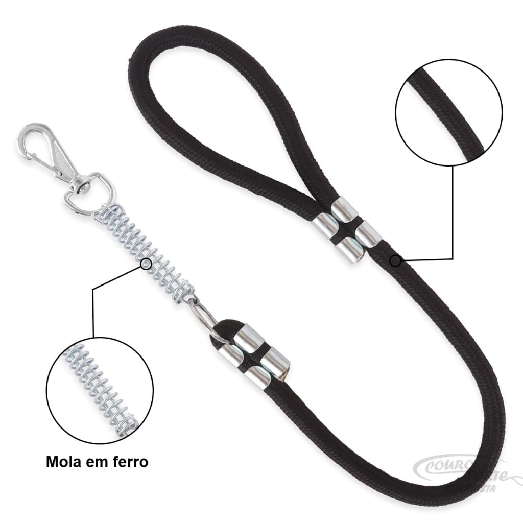 Guia para Cachorro Forte com Mola Anti-impacto 60cm – Corda Reforçada e Mosquetão Seguro