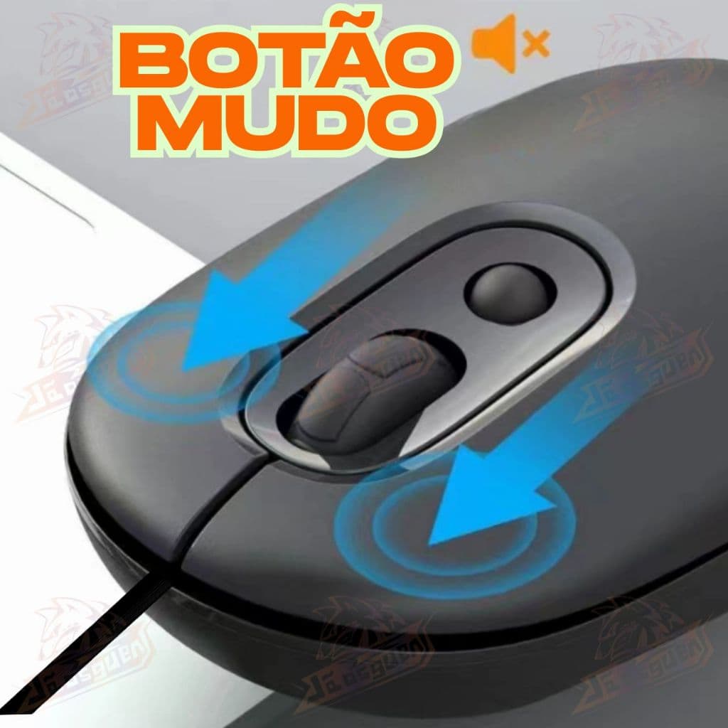 Mouse com fio com botão silencioso