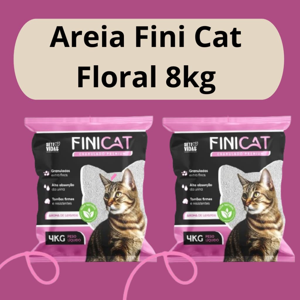 Areia Higiênica para Gatos Fini Cat 8kg (kit com 2 unidades de 4kg)