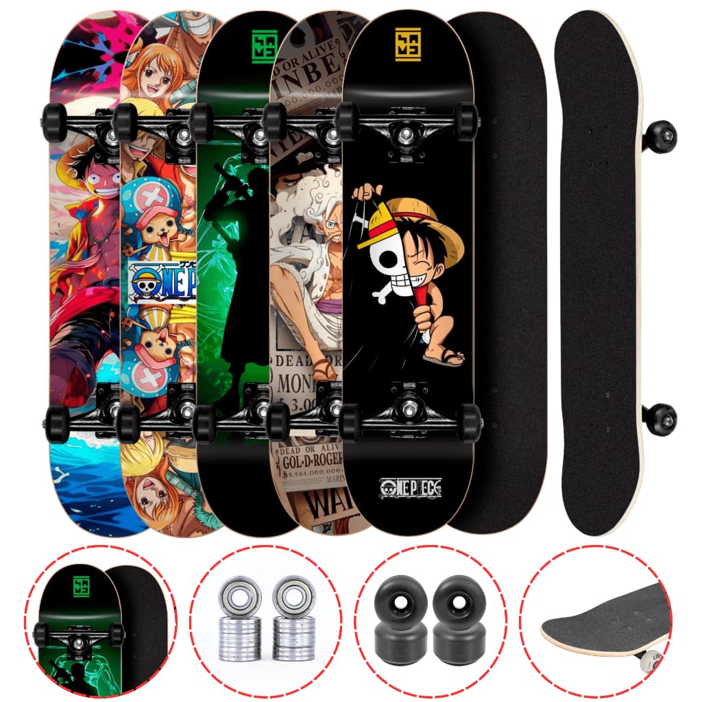 Skate One Piece Montado Completo Anime Para Iniciantes 8.0" Até 70kg